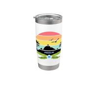 Praslin Seychelles Palm Trees on an Island with Flowers Stainless Steel Insulated Tumbler