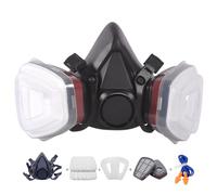 Prassia Reusable Face Cover Set for Painting,Gas, Dust, Machine Polishing, Organic Vapors with Filter Cotton for Staining,Car Spraying,Sanding &Cutting, DIY and Other Work Protection Black