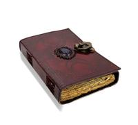 PRASTARA Blank spell book of shadows journal with lock clasp prop vintage handmade leather third eye stone diary embossed triple moon prayer pagan unlined paper witchcraft wiccan notebook daily 7 x 5