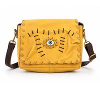 PRASTARA Handmade Mustard Yellow Leather Crossbody Bag for Women Boho Evil Eye Purse Gothic Witchy Small Festival Sling Artisan Spiritual Shoulder Handbag Hippie Leather Gift for Her