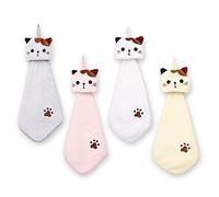 PRATIQUE 3 Pack Cute Hand Towels, Bathroom Towels with Hanging Loop, Children Hand Towel Animals, Microfiber Coral Fleece Absorbent Hand Towel for Kitchen Bathroom Bedroom (4pcs)