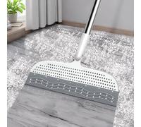 PRATIQUERubber Broom Squeegee Broom for Floor, Long Handle Multifunction Scraping Silicone Broom Floor Sweeper, Pet Hair Remover Magic Broom for Carpets, Window, Mirrors, Tile Cleaning