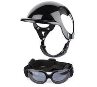 Pratvider 2 Dog Sunglasses and Pet Helmet Set with Dog Goggles, Pet Safety Cap with Adjustable Strap for Motorcycle Riding, Walking Head Gear for Small Medium Large Dogs