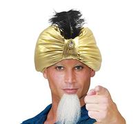 Pratvider Aladdin Turban Hat | Vintage Sultan Headwear Aladdin Hat | Novelty Halloween EasterArabian Hats with Gem & Feather for, Men & Women, Teens Gold