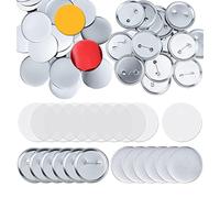 PRATYAHARA 100 Sets Round Button Making Supplies - 58mm Metal Button Badge Making Kits, Blank Pin Back Parts