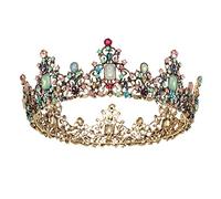 PRATYAHARA Jeweled Baroque Queen Crown - Rhinestone Wedding Crowns and Tiaras for Women, Costume Accessories