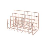 PRATYAHARA Metal Mesh Desk Organizer Desktop Letter Sorter Mail Tray File Organiser Office Home Bookends Book Holder -Rose Gold