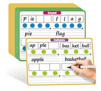 PraxiKidy 12 Pack Phonemic Awareness Dry Erase Flash Card,Phonics Games Science Reading Manipulative Speech Therapy Material Elkonin Box 1st Grade Classroom Must Haves Teacher Homeschool Supplies