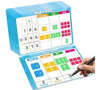 PraxiKidy 12 Pack Place Value Dry Erase Flash Cards Chart, 9" x 12" Base Ten Addition and Subtraction Math Manipulatives 1st 2nd 3rd Grade Classroom Must Haves Teacher Homeschool Supplies Essential