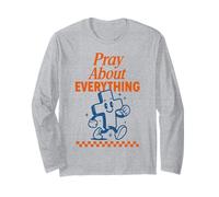 Pray About Everything Christian Cross Retro Long Sleeve T-Shirt