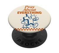 Pray About Everything Christian Cross Retro PopSockets Adhesive PopGrip