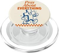 Pray About Everything Christian Cross Retro PopSockets PopGrip for MagSafe