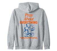 Pray About Everything Christian Cross Retro Zip Hoodie