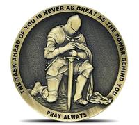 Pray Always Knight Challenge Coin - Ephesians 6:10-12 Inspirational Christian Religious Coin