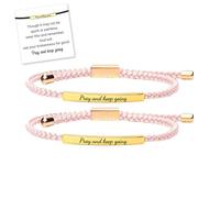 Pray and Keep Going Tube Bracelet, Stainless Steel Engraved Inspirational Tube Bracelets, Adjustable Handmade Braided Faith Bracelets Motivational Jewelry Gift for Women Men (#3)