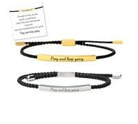 Pray and Keep Going Tube Bracelet, Stainless Steel Engraved Inspirational Tube Bracelets, Adjustable Handmade Braided Faith Bracelets Motivational Jewelry Gift for Women Men (#5)