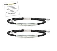Pray and Keep Going Tube Bracelet, Stainless Steel Engraved Inspirational Tube Bracelets, Adjustable Handmade Braided Faith Bracelets Motivational Jewelry Gift for Women Men (#2)