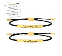 Pray and Keep Going Tube Bracelet, Stainless Steel Engraved Inspirational Tube Bracelets, Adjustable Handmade Braided Faith Bracelets Motivational Jewelry Gift for Women Men (#1)