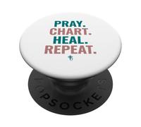 Pray Chart Heal Repeat Christian Nurse Faith PopSockets Adhesive PopGrip