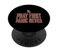 Pray First Panic Never Christian Mom Faith Vintage PopSockets Adhesive PopGrip