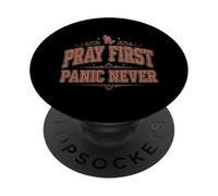 Pray First Panic Never Christian Mom Faith Vintage PopSockets Adhesive PopGrip