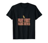 Pray First Panic Never Christian Mom Faith Vintage T-Shirt