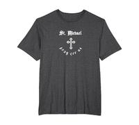 Pray for Us St. Michael Patron Saint T-Shirt, Men's Big and Tall, Dark Heather Grey, 6X Tall