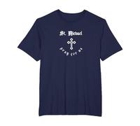 Pray for Us St. Michael Patron Saint T-Shirt, Men's Big and Tall, Navy Blue, 3X Tall
