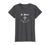 Pray for Us St. Michael Patron Saint T-Shirt, Women, Dark Heather Grey, Large