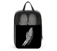 Pray Hand Gesture with Skeleton Bones Shoe Bag for Travel Daily Use Anti-dust Storage Carrier Golf Shoe Pouch