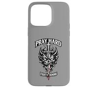Pray Hard Fight Demons Awesome Punk Vintage Christian Emo Case for iPhone 15 Pro Max