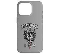 Pray Hard Fight Demons Awesome Punk Vintage Christian Emo Case for iPhone 16 Pro