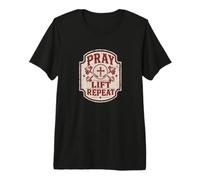 Pray Lift Repeat Christian Gym Faith Workout Premium T-Shirt