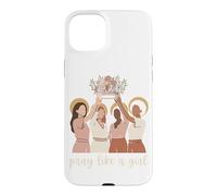 Pray Like A Girl Tshirt Women Catholic Saints God Christian Case for iPhone 15 Plus