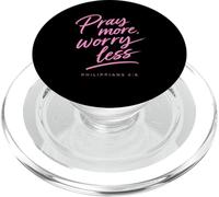 Pray More Worry Less Bible Verse Faith Scripture Philippians PopSockets PopGrip for MagSafe