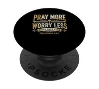 Pray More Worry Less Christian T-Shirt - Faith Over Fear PopSockets Adhesive PopGrip