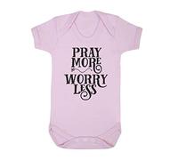 Pray More Worry Less Religious Faith Quote [FHSVG] Baby Grow Vest, 6-12 Months, Pastel Pink