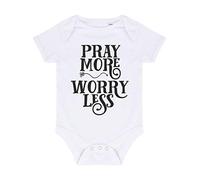 Pray More Worry Less Religious Faith Quote [FHSVG] Baby Grow Vest, 6-12 Months, White