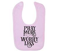 Pray More Worry Less Religious Faith Quote [FHSVG] Cotton Baby bib - Pastel Pink
