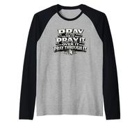 Pray On It Over It Through It Christian Prayer Gift Raglan Baseball Tee