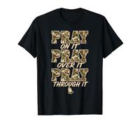 Pray On It Pray Over It Pray Through It Christian Religious Value Graphic T-Shirt, Men, Black, M