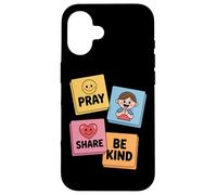 Pray Share Be Kind Kids Christian Sunday School Case for iPhone 16