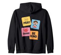 Pray Share Be Kind Kids Christian Sunday School Zip Hoodie