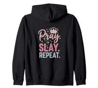 Pray & Slay Christian Motivation Apparel Zip Hoodie