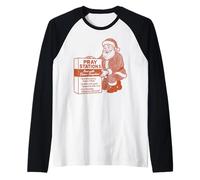 Pray Station - Santa Never Listens Holiday Parody Raglan Baseball Tee