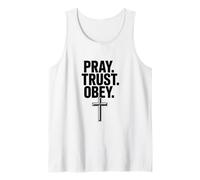 Pray Trust Obey Christian Faith Cross Message Tank Top