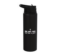 Pray Wait Trust God Has A Plan Christian Cross Faith Jesus Stainless Steel Insulated Water Bottle
