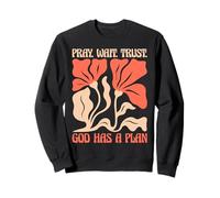 Pray Wait Trust God Has A Plan Retro Christian Floral Sweatshirt