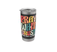 Pray Wait Trust God Has A Plan Retro Groovy Christian Stainless Steel Insulated Tumbler