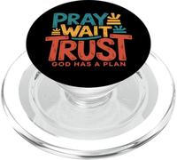 Pray Wait Trust God Has A Plan - Vintage Christian Faith PopSockets PopGrip for MagSafe